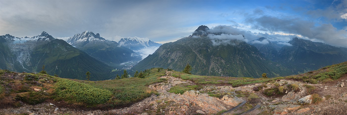 Mont Blanc from Col des Montets Panorama, photo